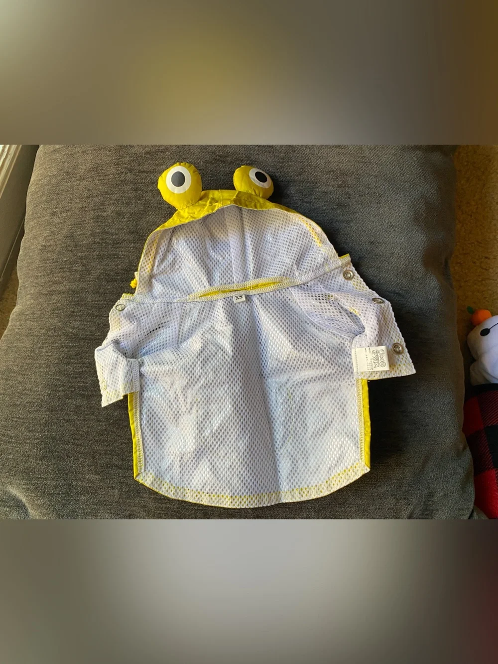 Yellow Frog Hooded Dog Raincoat -